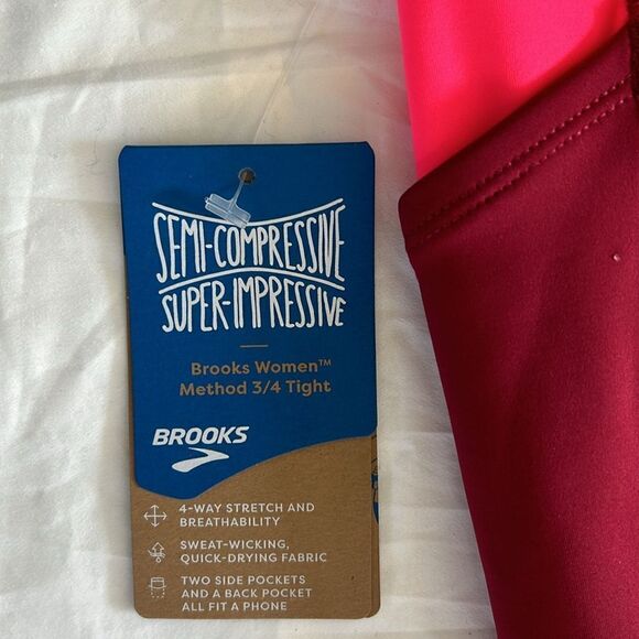 Brooks Women's Method 3/4 Tights, Color is Razzmatazz, Small, NWT - Picture 6 of 10